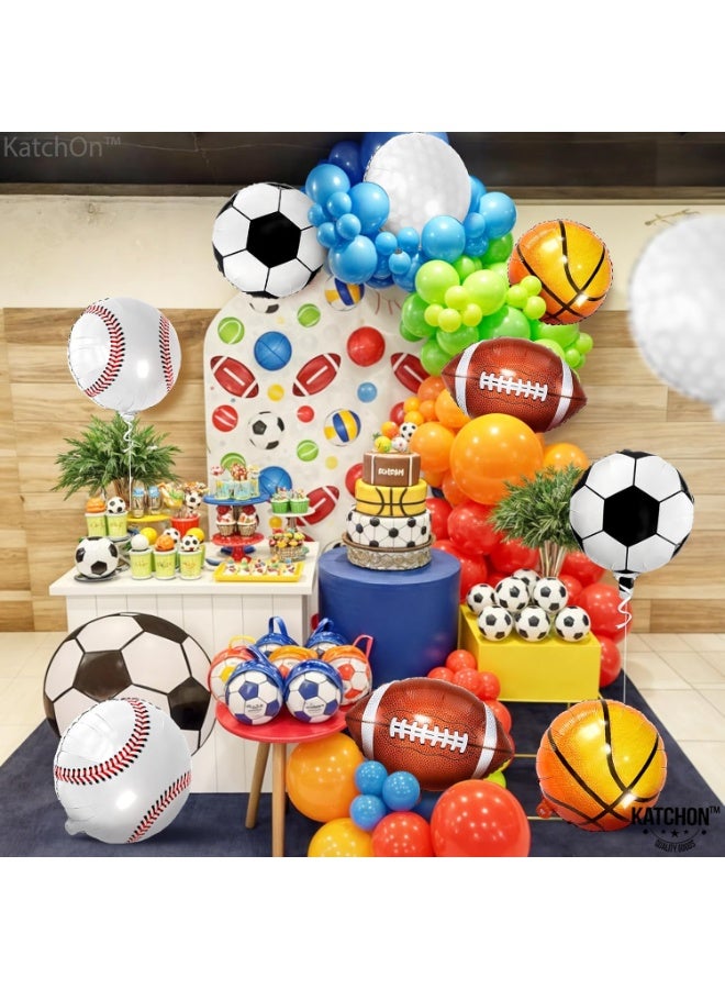 KATCHON Huge Mylar Sports Balloons - 18 Inch, Pack of 12 | All Sports Birthday Party Decorations | Soccer, Golf, Football, Basketball Balloons | All Star Baby Shower Decorations - Image 5